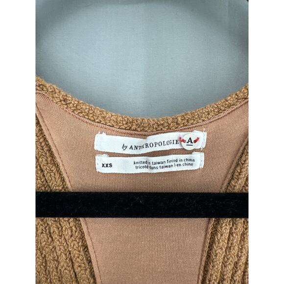 Anthropologie Top Womens XXS Jenna Twofer Sweater Tank Brown White Flowy Tunic - Picture 2 of 6
